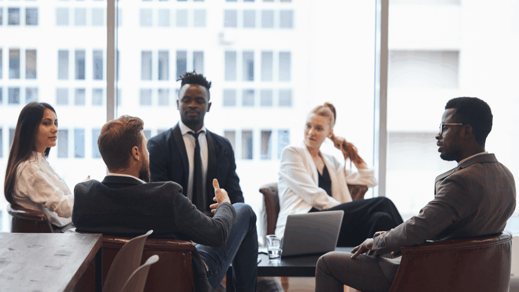 Healthcare team discussing employee benefits strategy